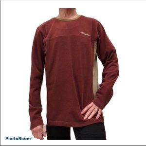 Columbia gold and burgundy crew neck long sleeve pullover